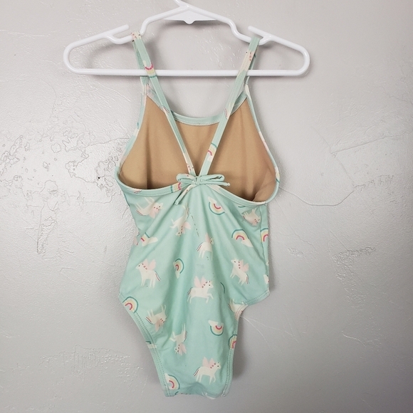 Old Navy Toddler Girl 4T One Piece Swimsuit Mint Blue Unicorn Rainbow - Picture 7 of 7